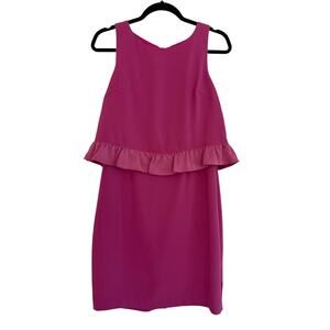 Trina Turk Size 4 Hot Pink Sleeveless Ruffle Open Back Crepe Formal